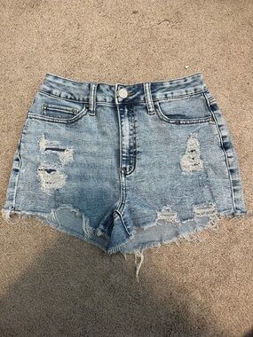 SO Light Blue Distressed Denim Shorts